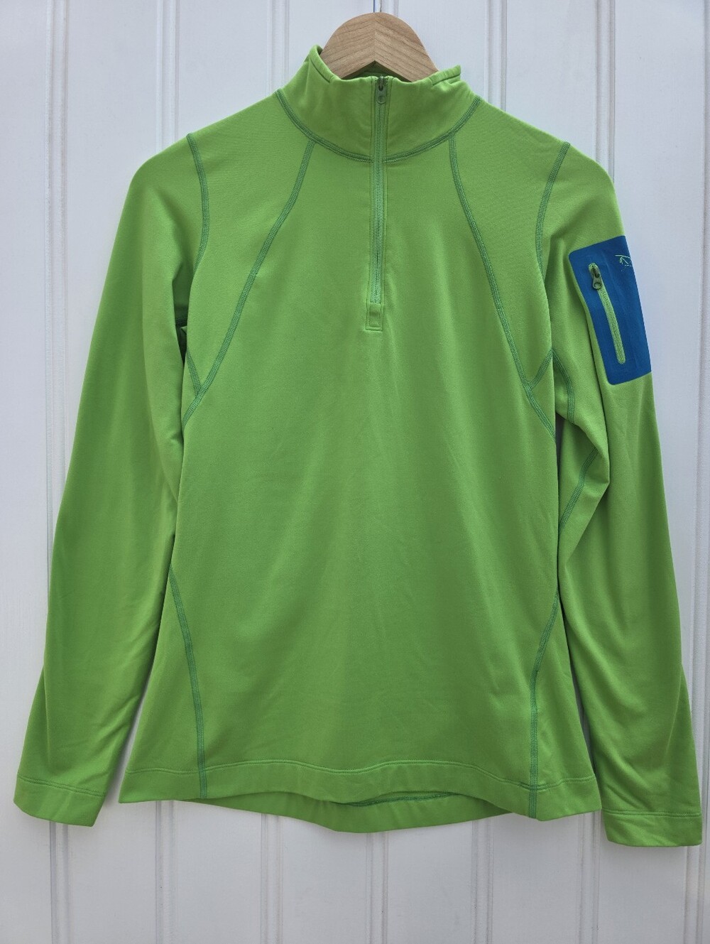 Arcteryx Lightweight Pullover Top Tech 1/4 Zip Green Blue Medium